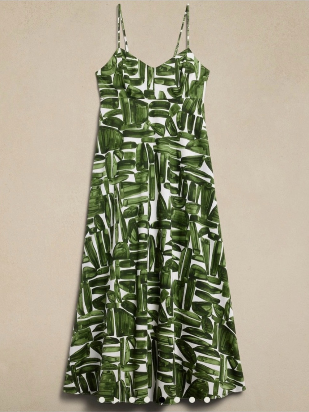 Banana Republic Green Brushstroke Maxi Slip Dress